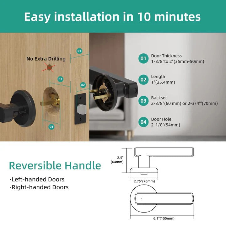 Keypad Lock with Fingerprint Access and Handle