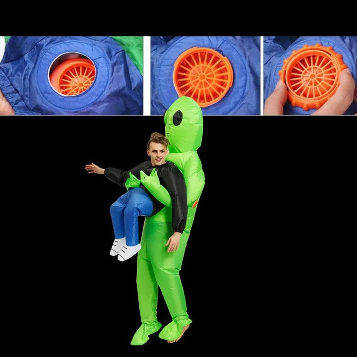 Kids Inflatable Alien Costume with Optical Illusion Design and Fun Effects