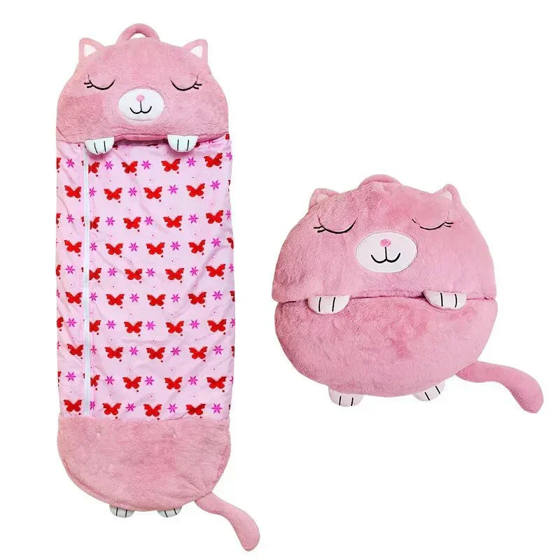 Kids Sleeping Bag with Plush Toy and 2-in-1 Design