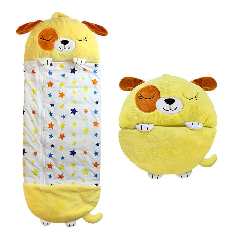 Kids Sleeping Bag with Plush Toy and 2-in-1 Design
