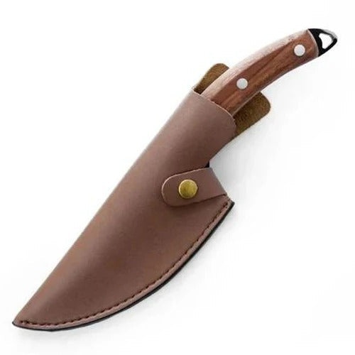 Kitchen Knife with Carbon Steel Blade and Wooden Handle