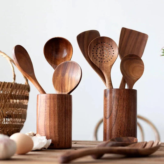 Kitchen Set with Natural Teak Wood and Durable Design