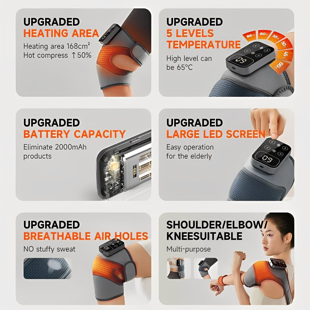 Knee Massage Brace with Heated Relief and Cordless Infrared