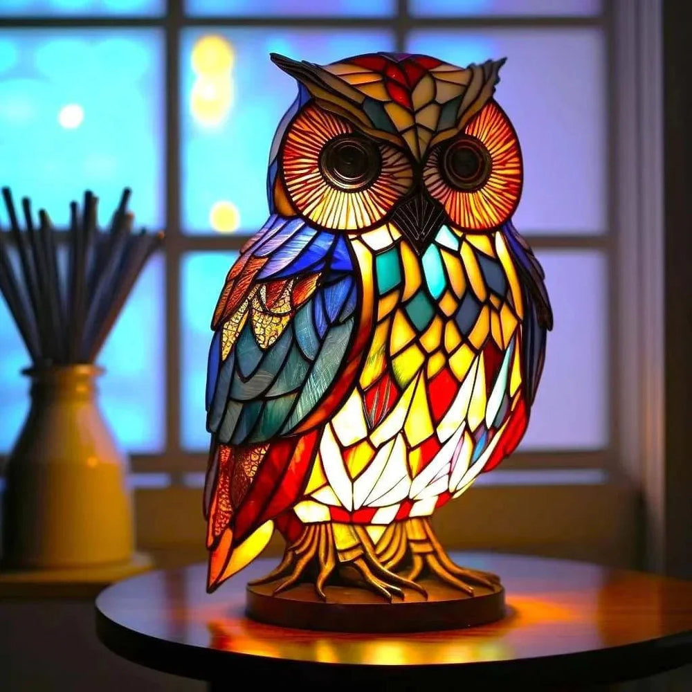 Lamp with Stained Glass and Animal Design