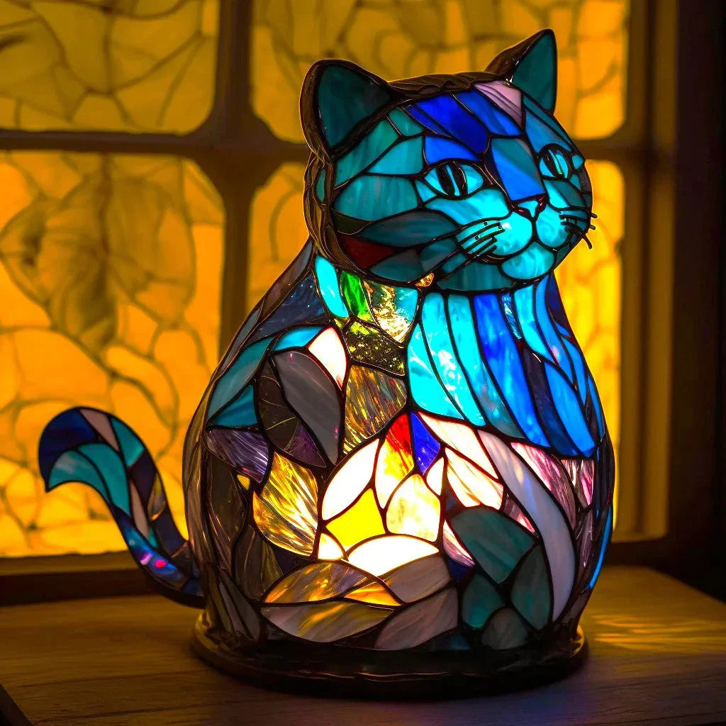 Lamp with Stained Glass and Animal Design