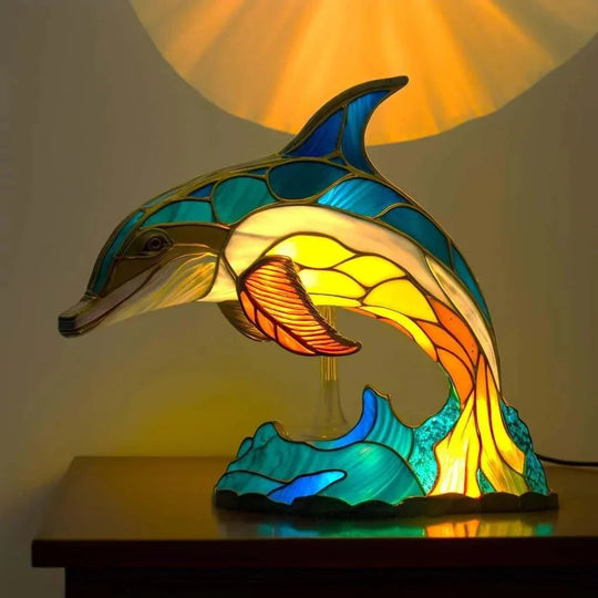 Lamp with Stained Glass and Animal Design