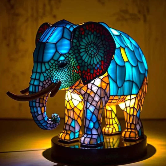 Lamp with Stained Glass and Animal Design