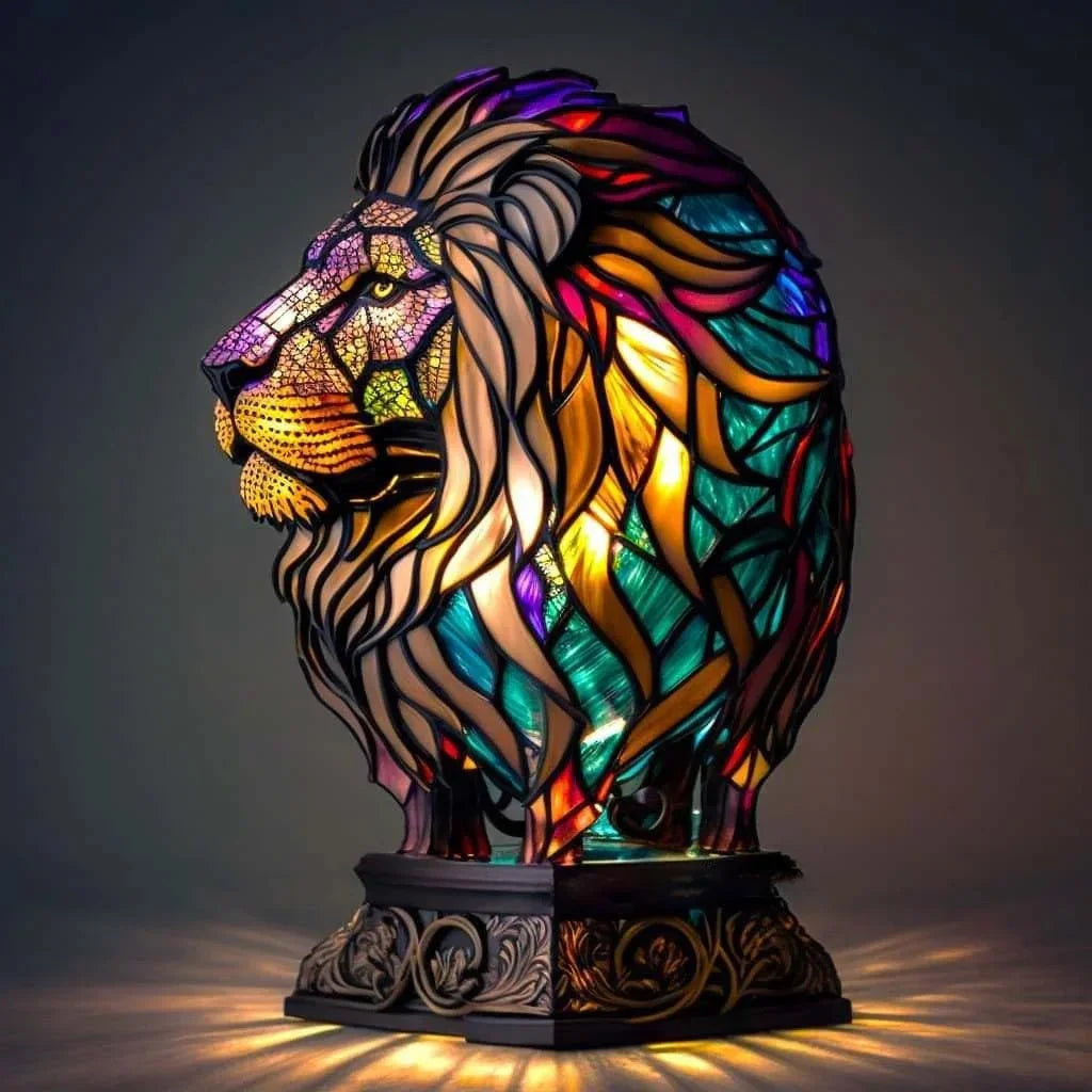 Lamp with Stained Glass and Animal Design