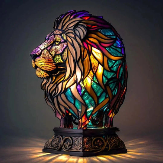 Lamp with Stained Glass and Animal Design