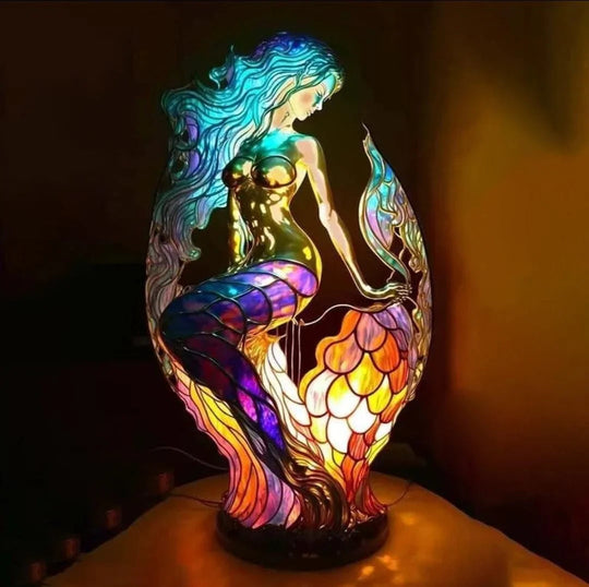 Lamp with Stained Glass and Animal Design