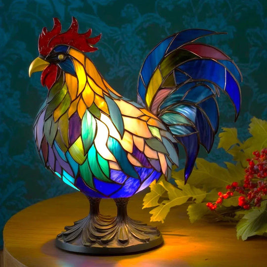 Lamp with Stained Glass and Animal Design