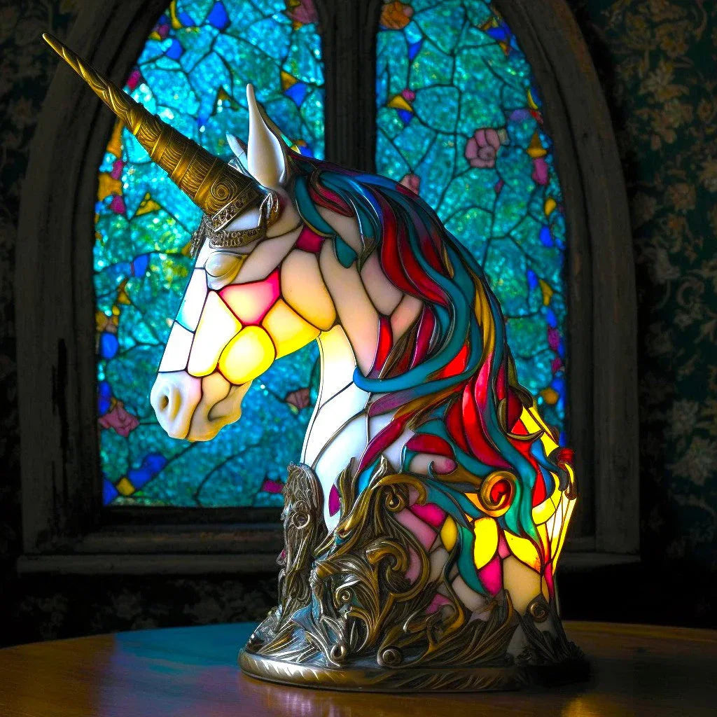 Lamp with Stained Glass and Animal Design