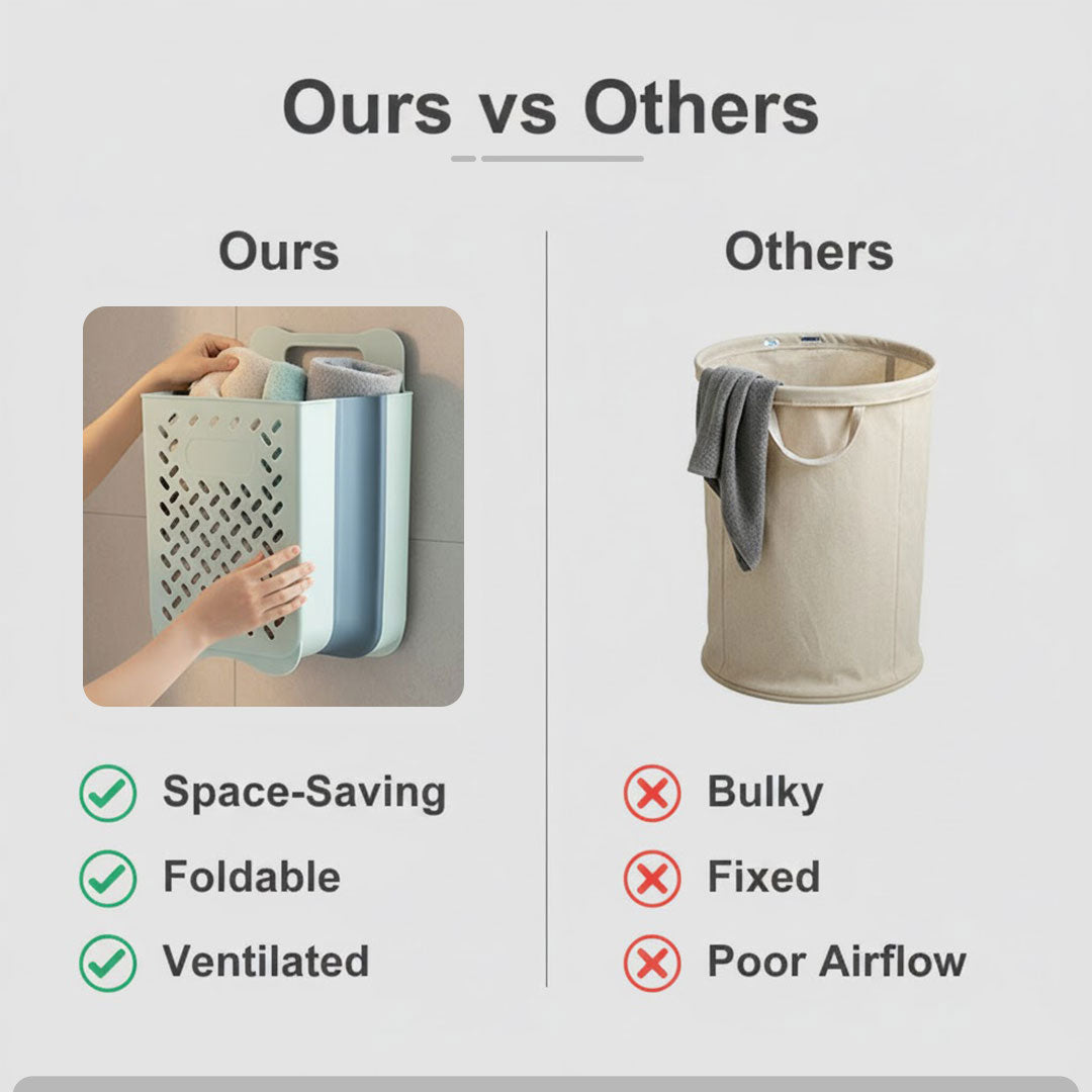 Laundry Basket with Foldable Design and Mesh Construction