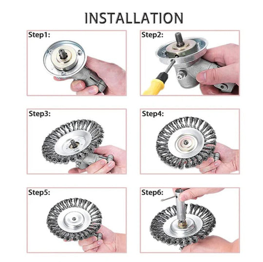 Lawn Trimmer Attachment with Steel Wire Brush