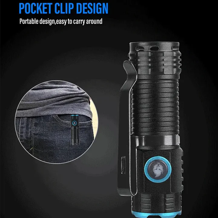 LED Flashlight with Rechargeable Battery and Magnetic Base