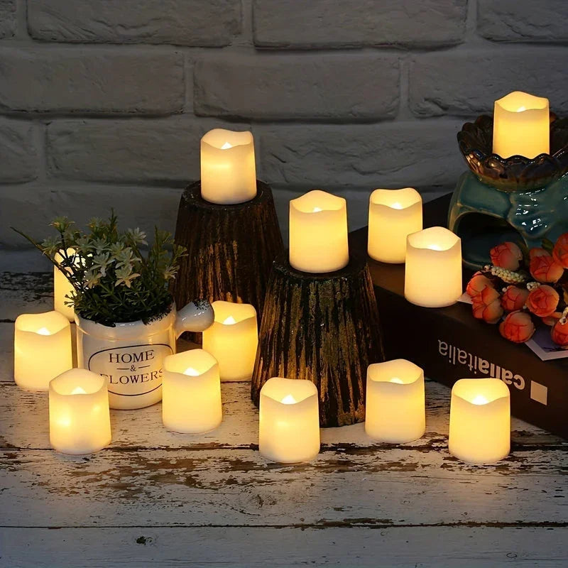 LED Tea Light Candles with Flameless Design and Warm White Glow