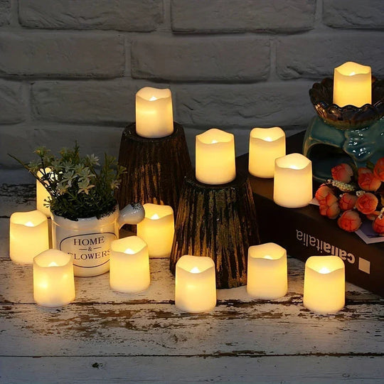 LED Tea Light Candles with Flameless Design and Warm White Glow