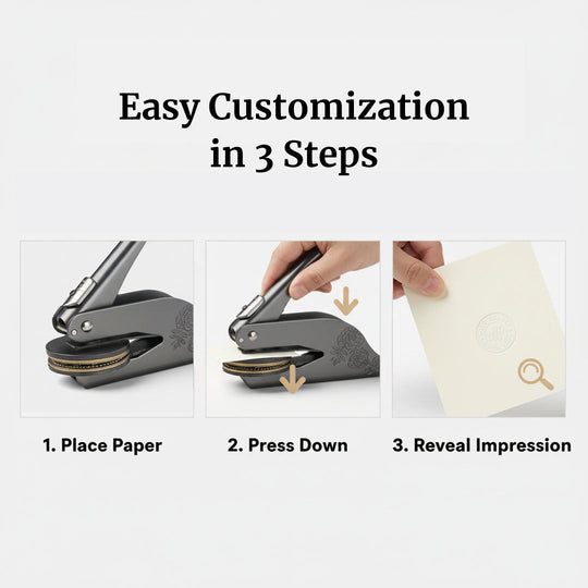 Library Embosser with Custom Design and Personalized Stamp
