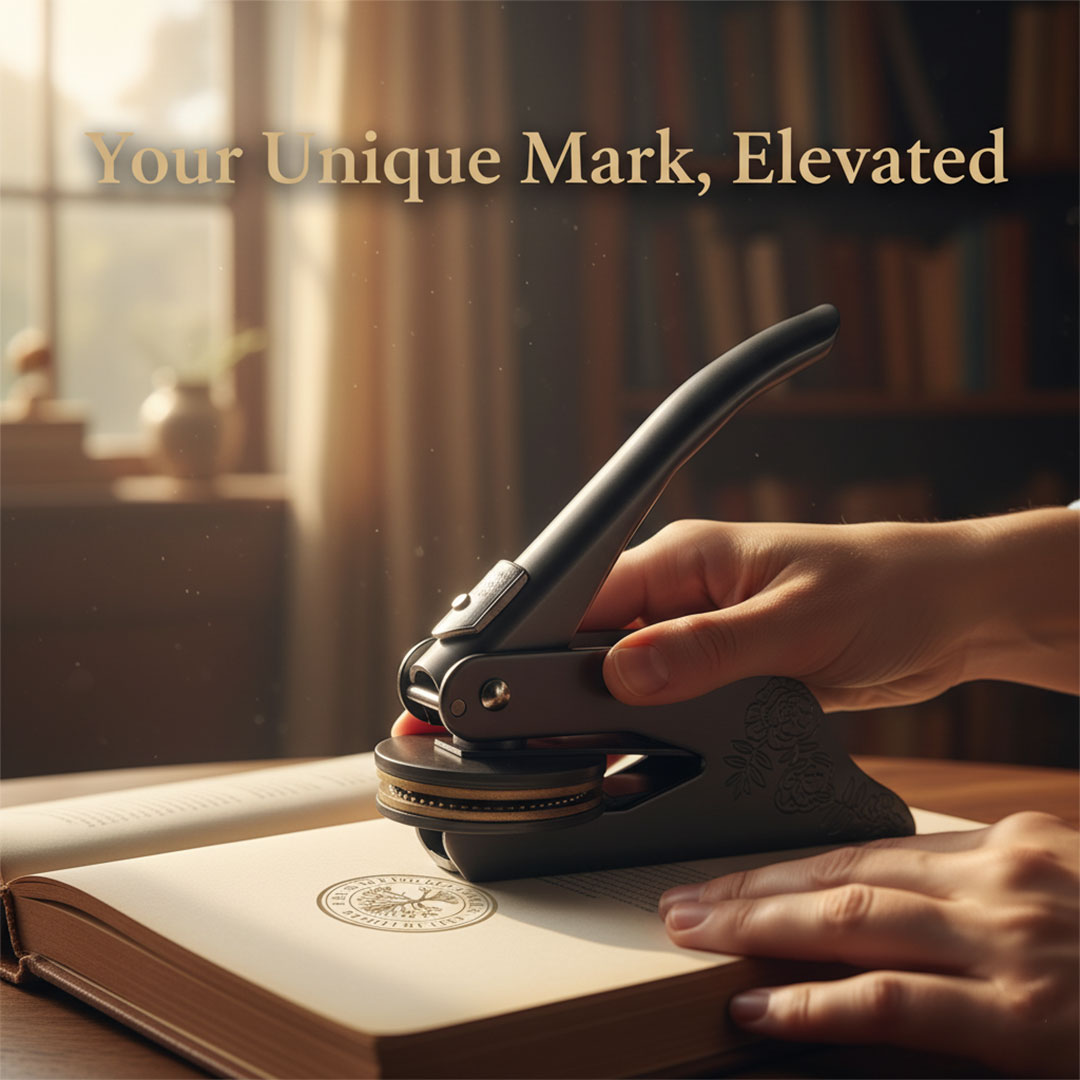 Library Embosser with Custom Design and Personalized Stamp