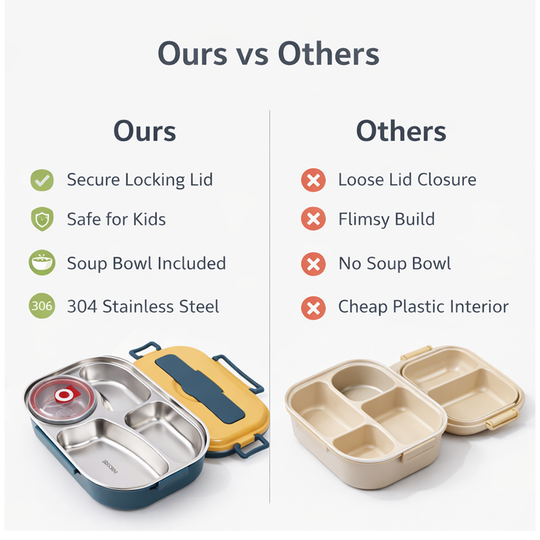 Lunch Box with Stainless Steel and Multi Compartments