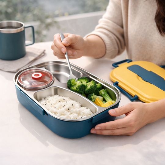 Lunch Box with Stainless Steel and Multi Compartments