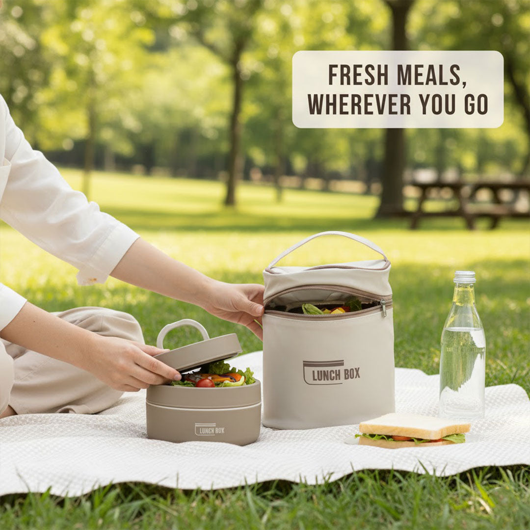 Lunch Box with Stainless Steel Design and Multi-Container Storage