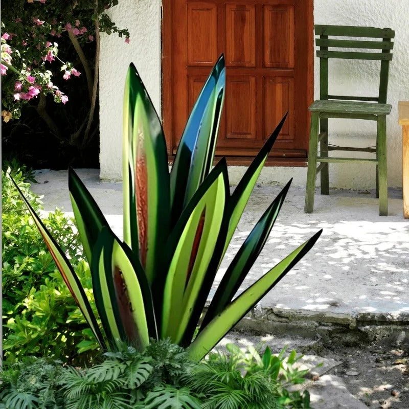 Metal Plant Decor with Agave Americana Design