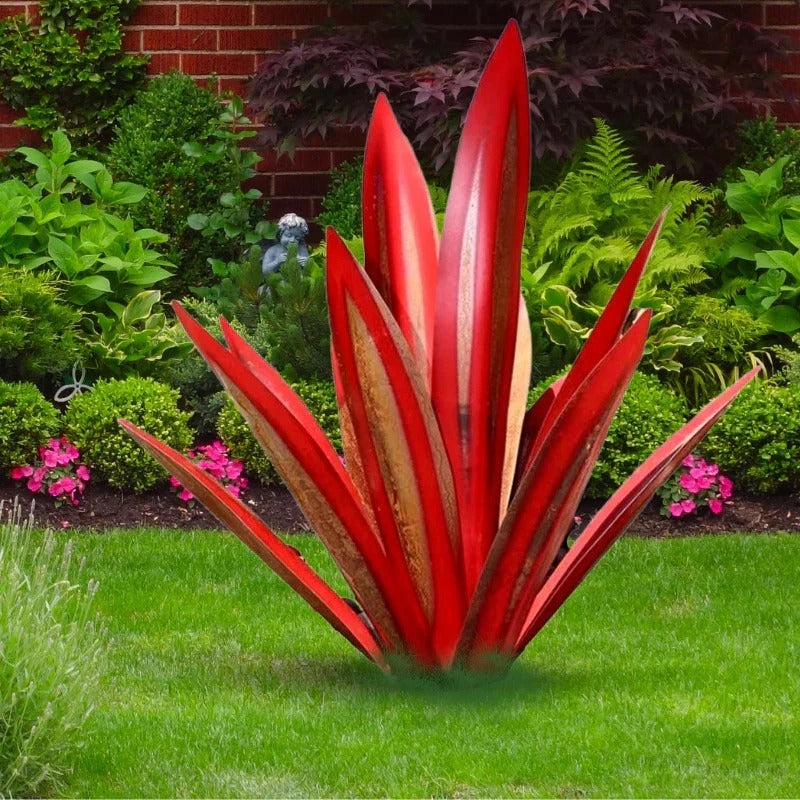 Metal Plant Decor with Agave Americana Design