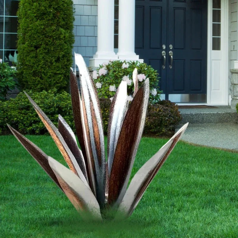 Metal Plant Decor with Agave Americana Design