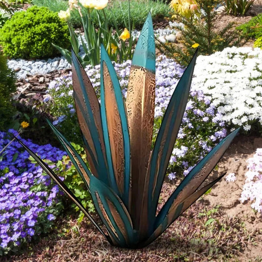 Metal Plant Decor with Agave Americana Design