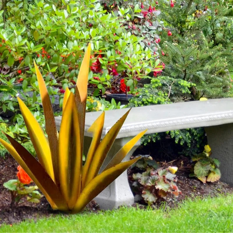 Metal Plant Decor with Agave Americana Design