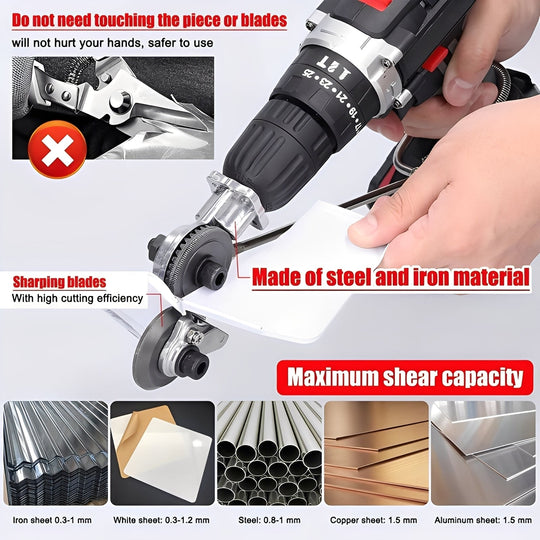 Metal Shear Attachment with Drill Power and Sheet Cutting