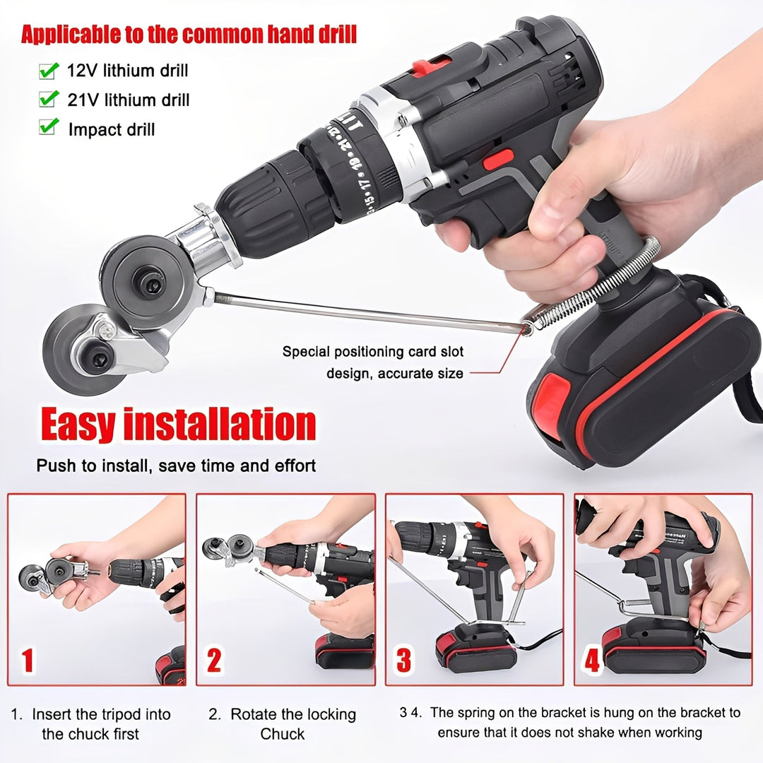 Metal Shear Attachment with Drill Power and Sheet Cutting