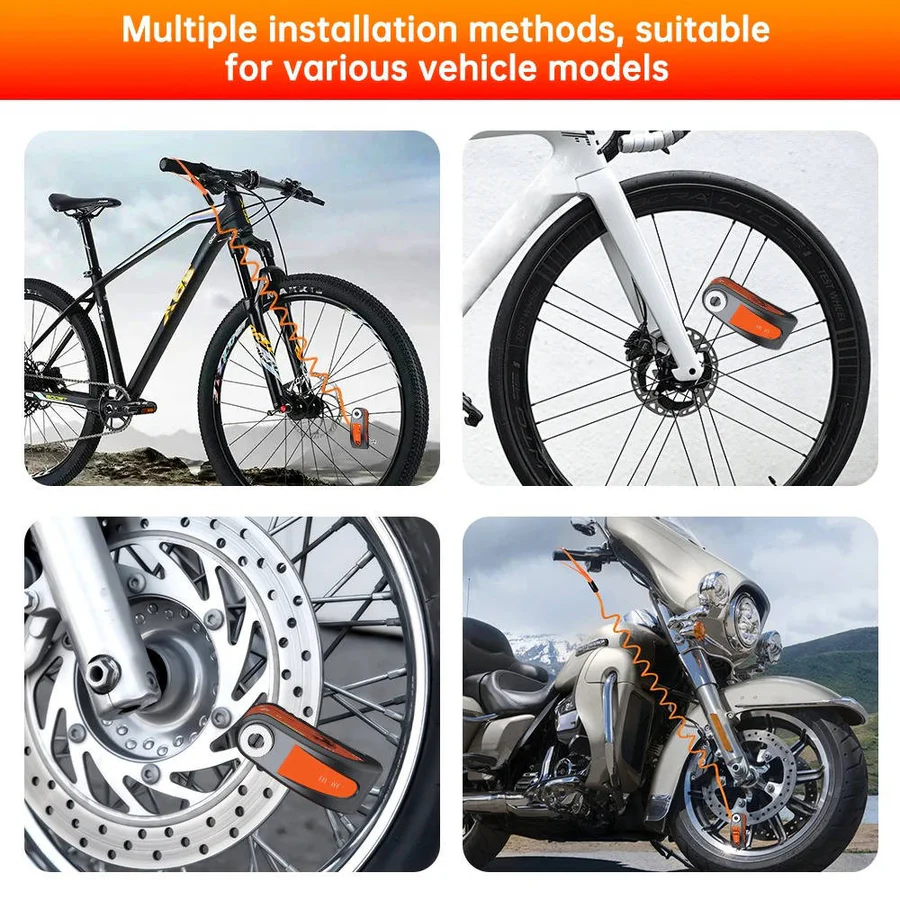 Motorcycle Lock with 120dB Alarm and Security Features