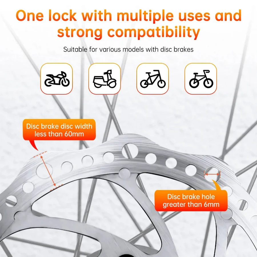 Motorcycle Lock with 120dB Alarm and Security Features