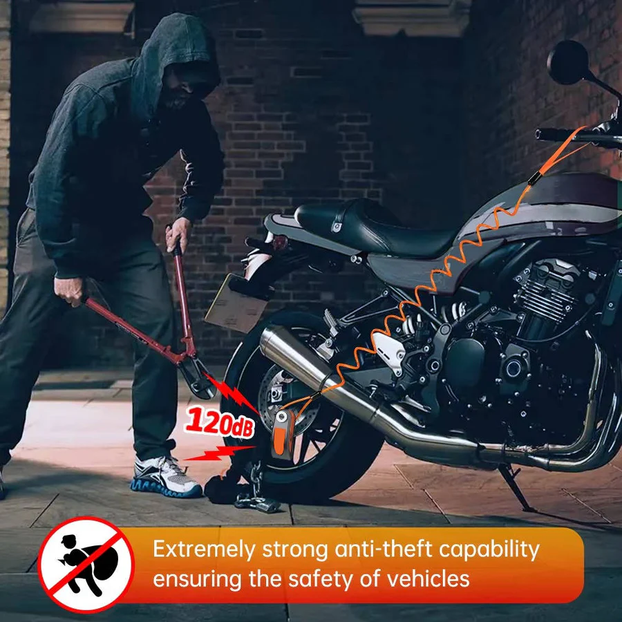 Motorcycle Lock with 120dB Alarm and Security Features