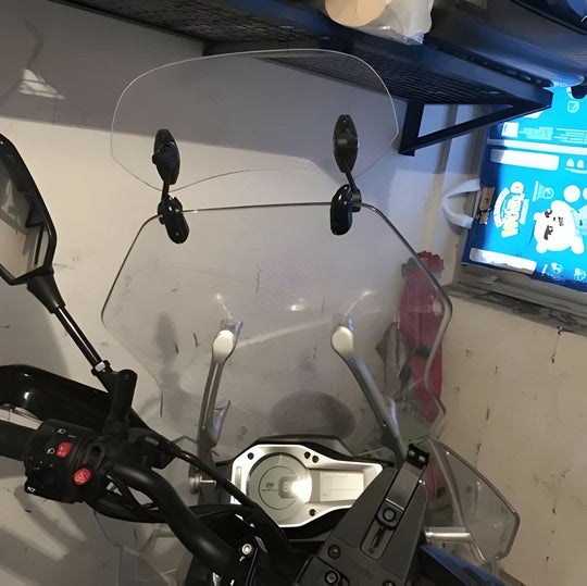 Motorcycle Windshield with Adjustable Height and Touring Design