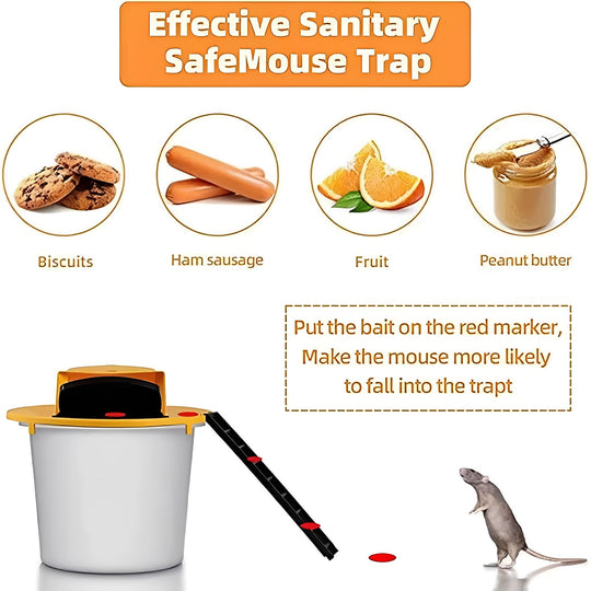 Mouse Trap with Automatic Reset and 5 Gallon Bucket Lid