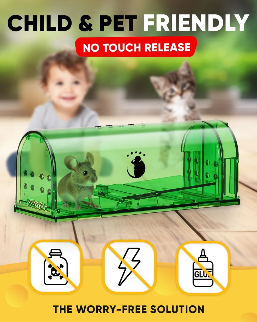 Mouse Traps with Quick-Set Mechanism and 4-Pack