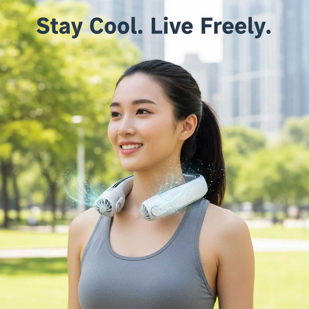 Neck Fan with Wearable Design and Rechargeable Battery