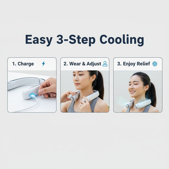 Neck Fan with Wearable Design and Rechargeable Battery