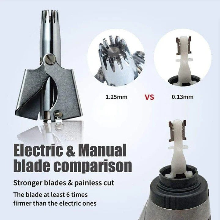 Nose and Ear Hair Trimmer with Stainless Steel Head and Washable Design