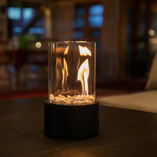Oil Lamp with Clear Glass Design and Decorative Cylinder