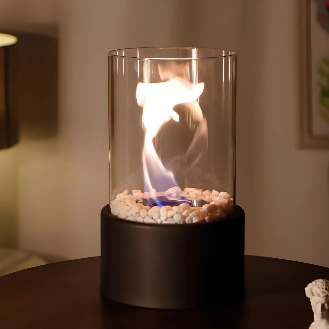 Oil Lamp with Clear Glass Design and Decorative Cylinder