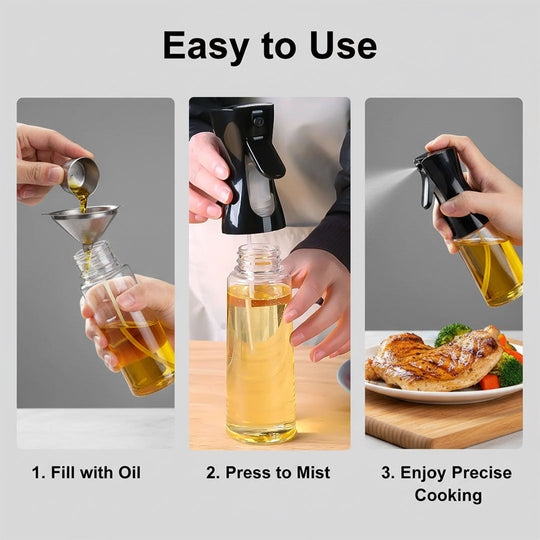 Oil Spray Bottle with Refillable Design and Precision Mist