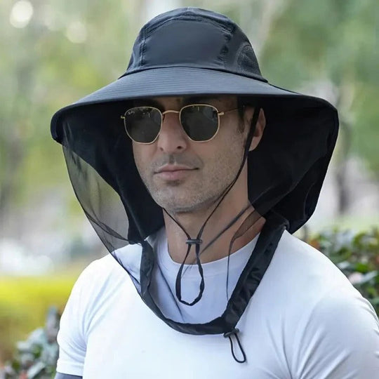 Outdoor Hat with Wide Brim and Mesh Netting