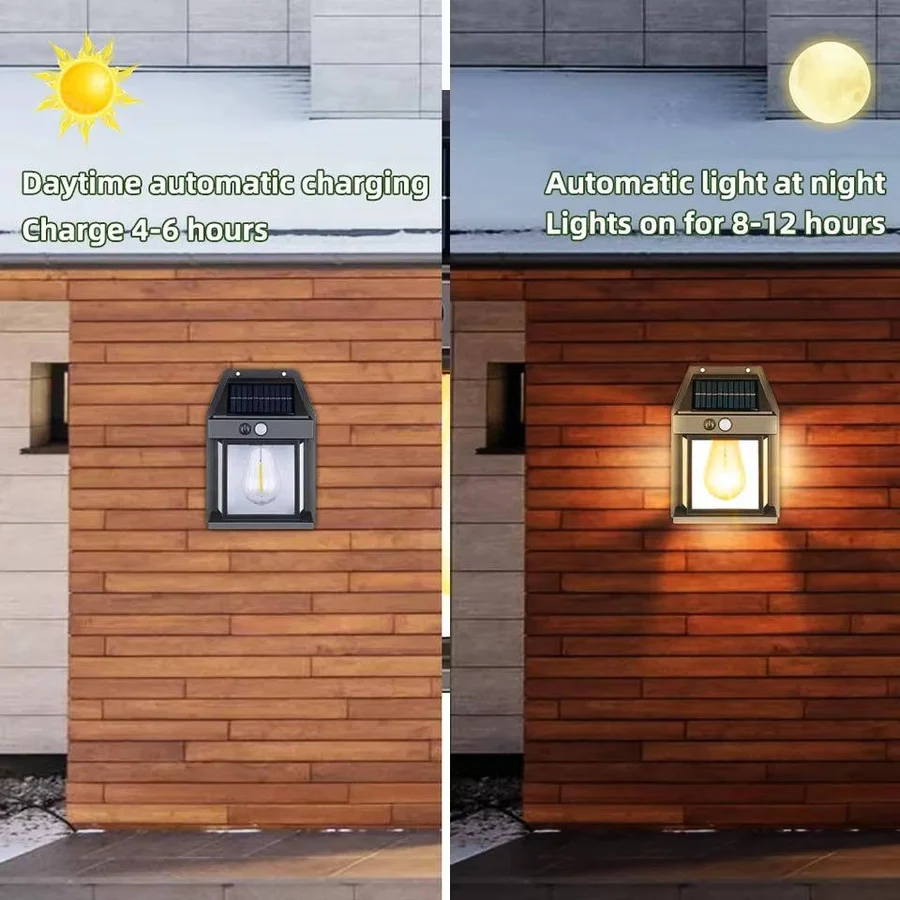 Outdoor Solar Wall Lights with Motion Sensor and Waterproof Design