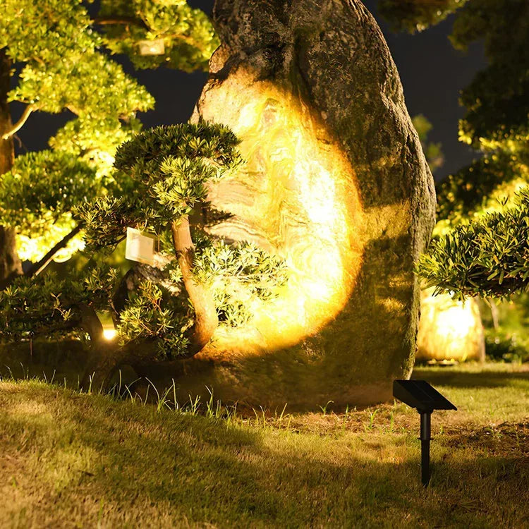 Outdoor Spotlight with Solar Power and LED Illumination