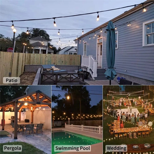 Outdoor String Lights with Edison Bulbs and LED Design