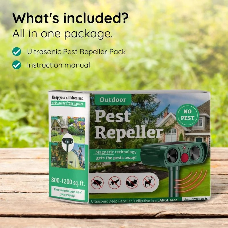 Outdoor Ultrasonic Animal Repeller with Solar Power and Motion Sensor